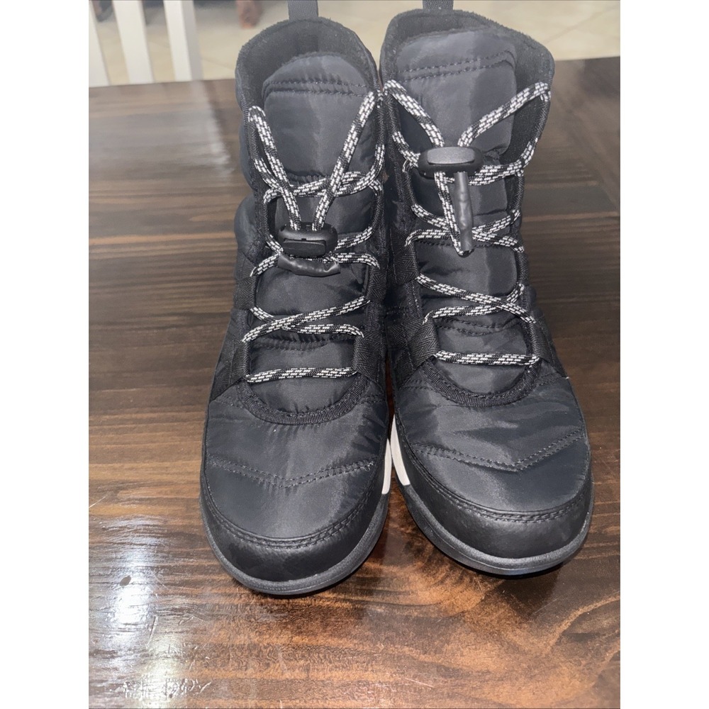 Sorel Womens Whitney Boot Youth Size 4 Black Nylon Quilted Bootie Waterproof - Picture 3 of 9